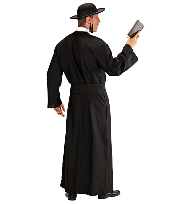Kostüm Priester für Herren | Robe und Gürtel - Schwarz