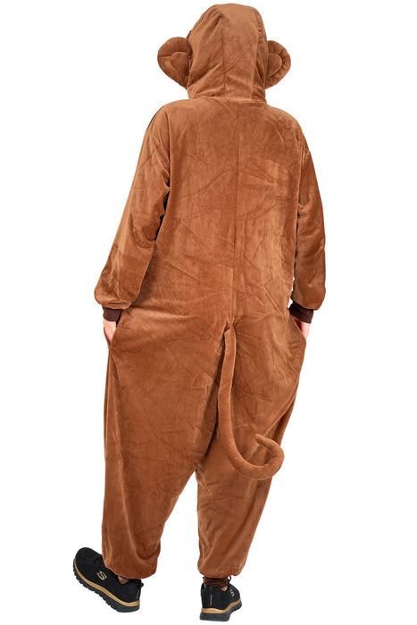 "Affe" Overall Kostüm für Erwachsene | Braun - Onesie Plüschkostüm