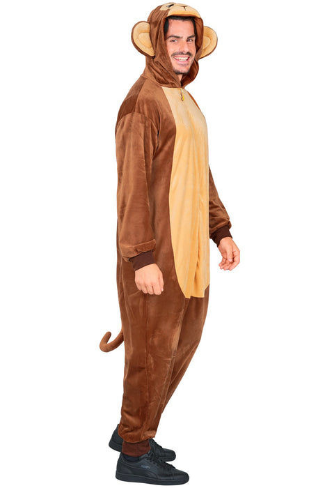"Affe" Overall Kostüm für Erwachsene | Braun - Onesie Plüschkostüm