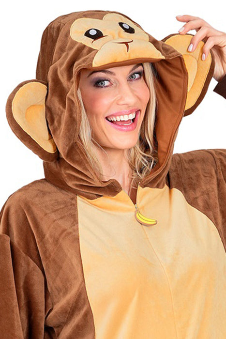 "Affe" Overall Kostüm für Erwachsene | Braun - Onesie Plüschkostüm