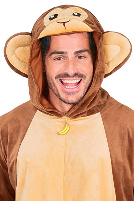 "Affe" Overall Kostüm für Erwachsene | Braun - Onesie Plüschkostüm