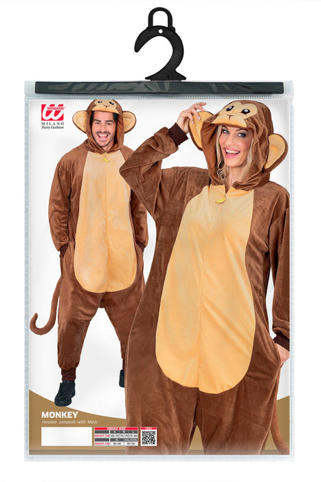 "Affe" Overall Kostüm für Erwachsene | Braun - Onesie Plüschkostüm