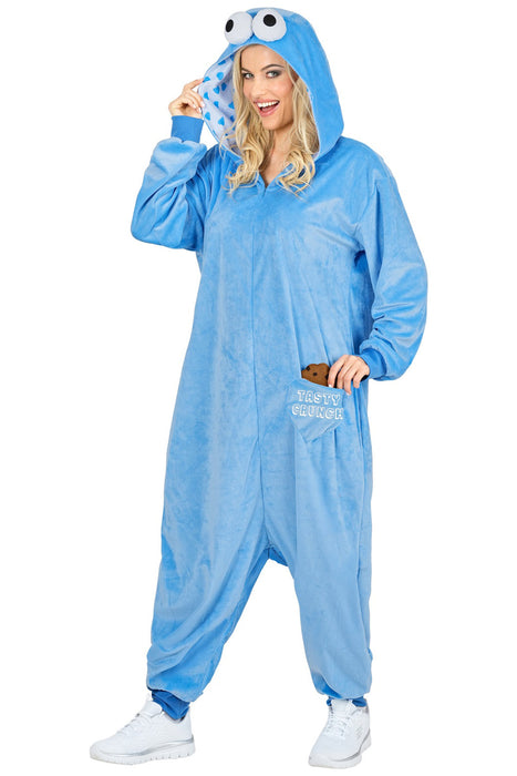 Overall "Cookie Monster" Kostüm für Erwachsene | Blau - Onesie