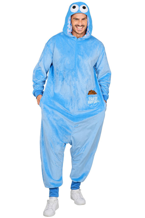 Overall "Cookie Monster" Kostüm für Erwachsene | Blau - Onesie