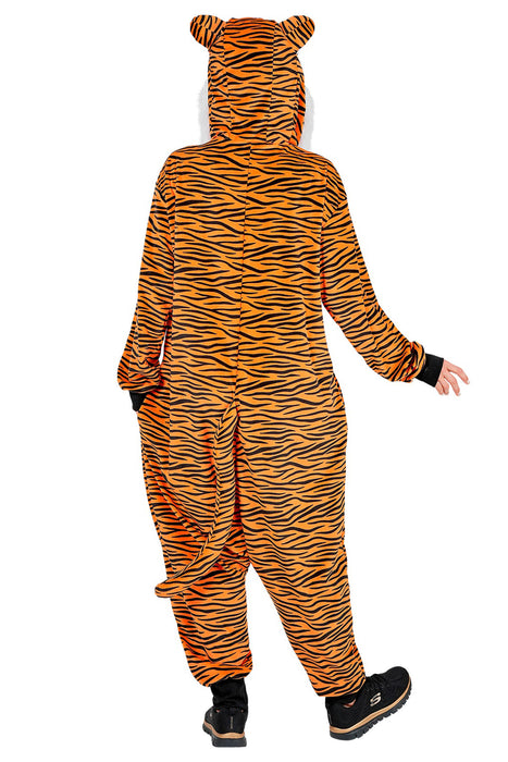 "Tiger" Overall Kostüm für Erwachsene | Orange - Onesie Plüschkostüm
