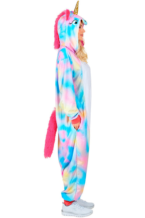 Kostüm "Einhorn" Overall für Erwachsene | Mehrfarbig - Onesie Plüschkostüm
