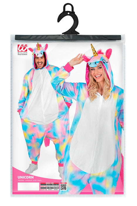 Kostüm "Einhorn" Overall für Erwachsene | Mehrfarbig - Onesie Plüschkostüm