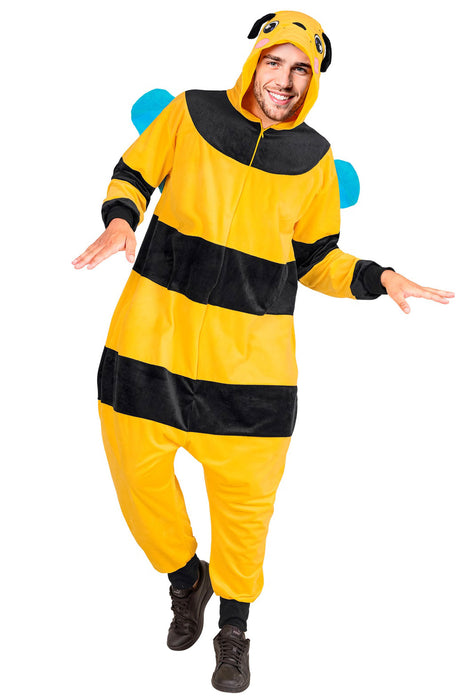 "Biene" Overall Kostüm für Erwachsene | Schwarz Gelb - Onesie Plüschkostüm