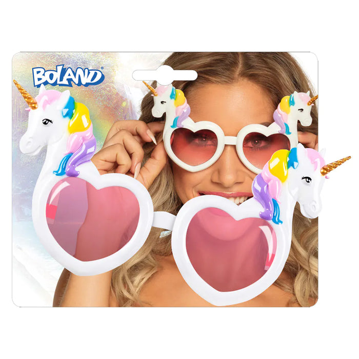 Brille "Einhorn" | Weiße Partybrille in Herzform