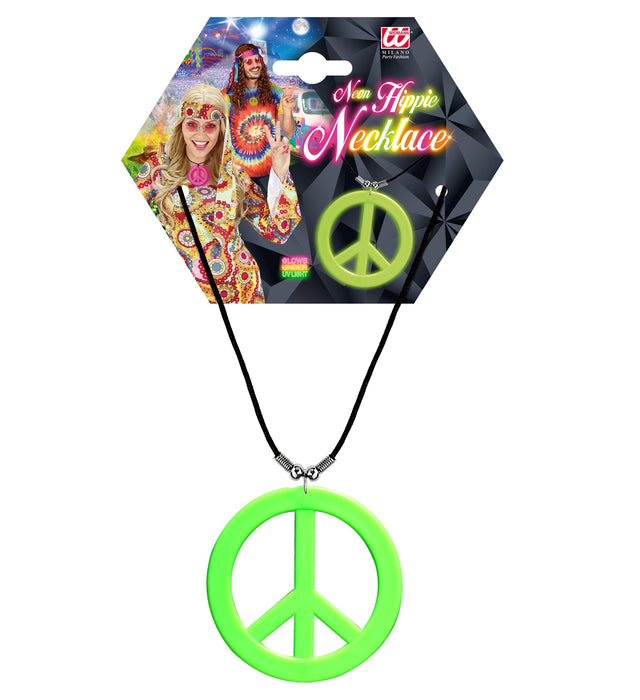 Hippie Halskette "Peace" | Neon Grün
