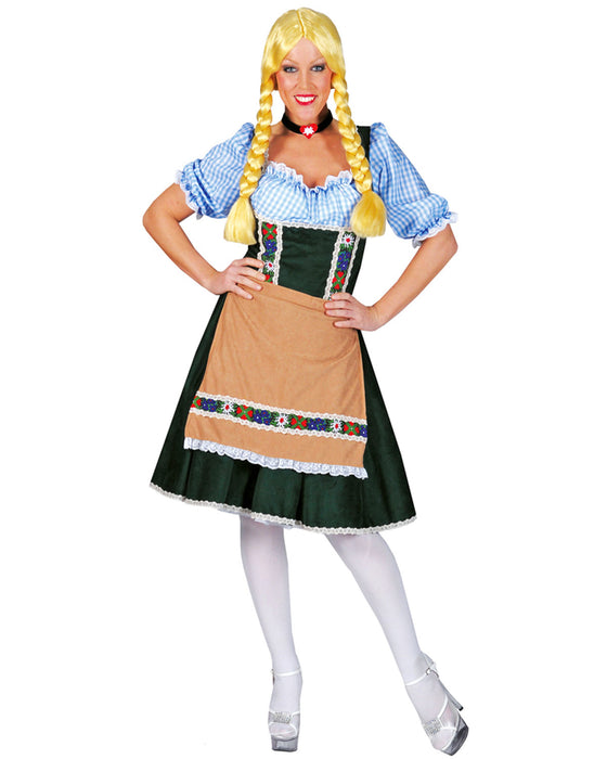 Dirndl Kostümkleid mit Schürze für Damen | Blau Grün
