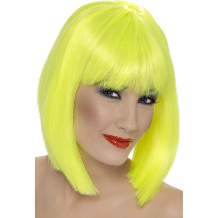 Perücke Lady Pagenkopf Glam Neon-Gelb