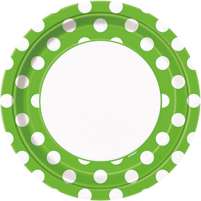 Pappteller Dots 18cmØ/8St. Lime Green/Kiwi