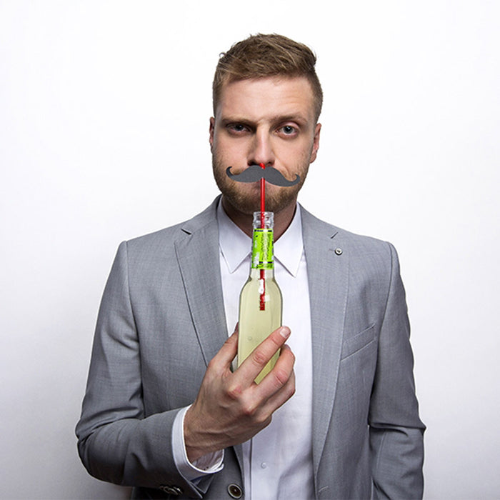 Strohhalm Schnurrbart 6St. rot/schwarz