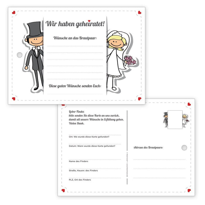 Weitflugkarten Hochzeit Comic | 50 Stück