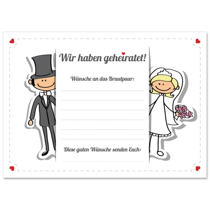 Weitflugkarten Hochzeit Comic | 50 Stück
