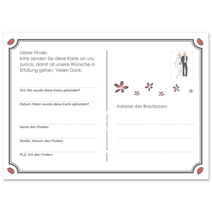 Weitflugkarten Hochzeit Modern | 50 Stück