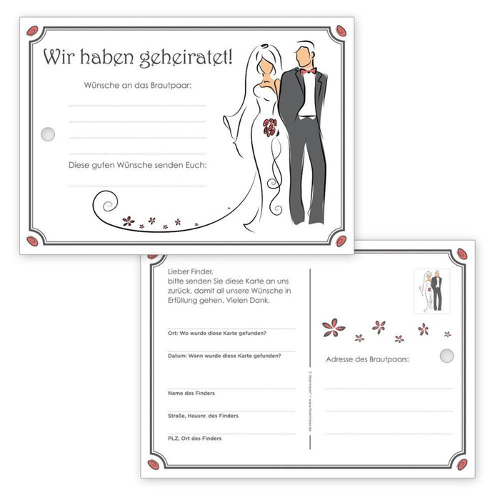 Weitflugkarten Hochzeit Modern | 50 Stück