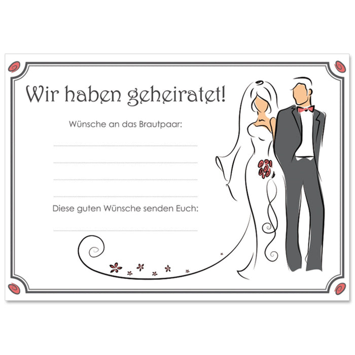 Weitflugkarten Hochzeit Modern | 50 Stück