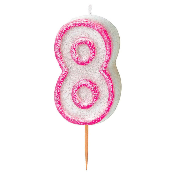 Zahlenkerze Picker Glitz #8 Pink