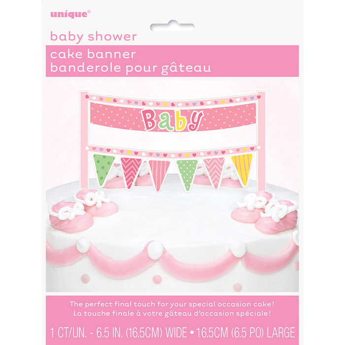 Tortendeko Banner Pink Dots Baby Shower