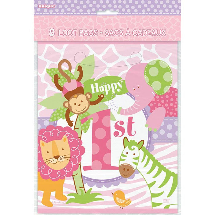 Geschenkbeutel PVC 18x22cm/8St. 1.st HB Girl Safari