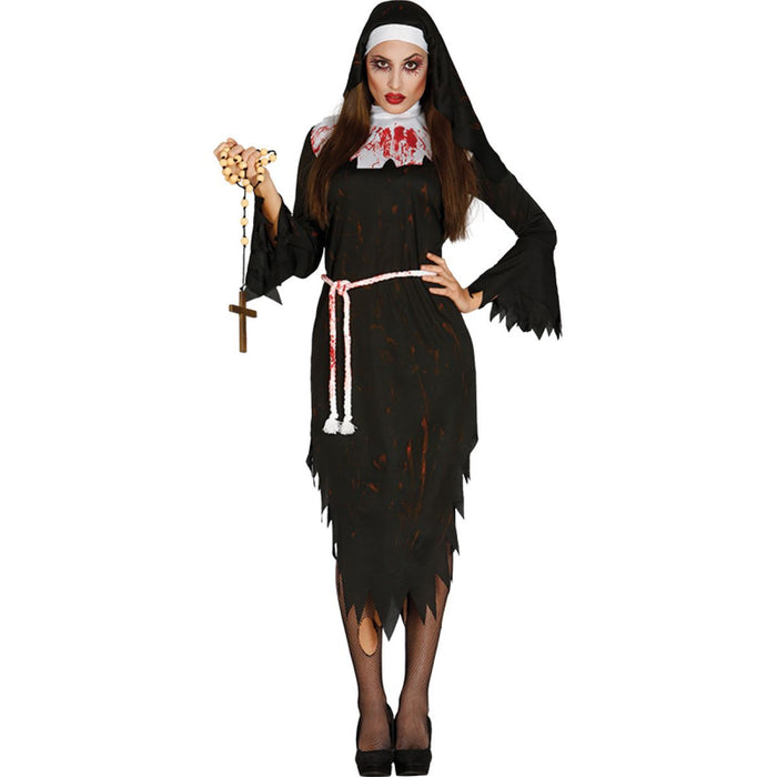 Kostüm Lady Zombie Nonne Kleid,Haube,Gürtel Gr.L
