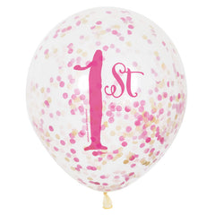 Luftballon Ø30cm Konfetti ca.30cmØ/ 6 Stück 1st Birthday Pink