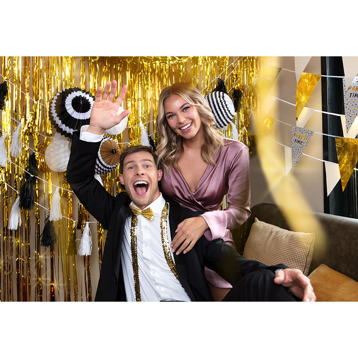 Lampion Set "Party Time" Ø 23 cm | 2 Stk. -  Schwarz Gold