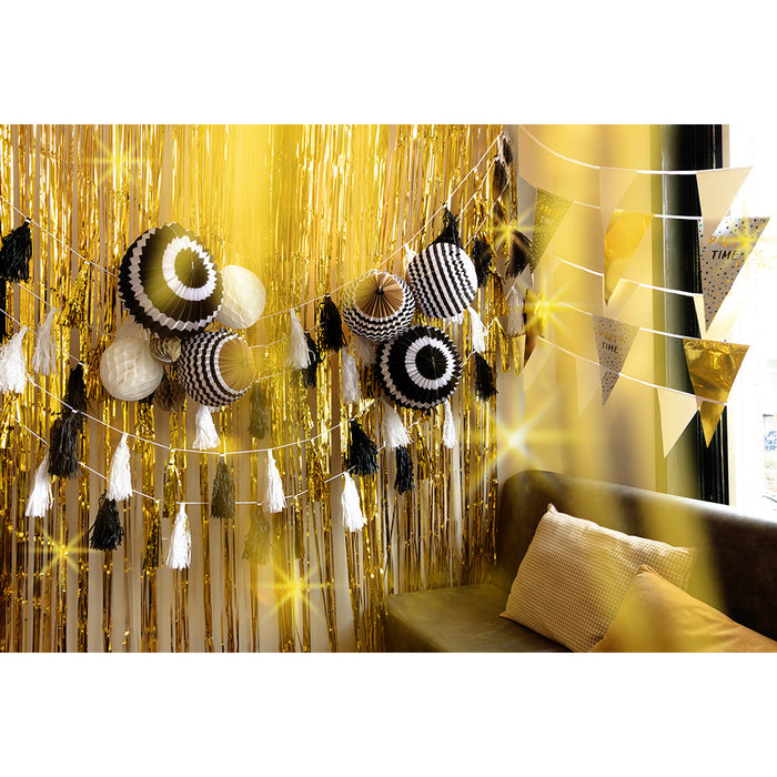 Lampion Set "Party Time" Ø 23 cm | 2 Stk. -  Schwarz Gold