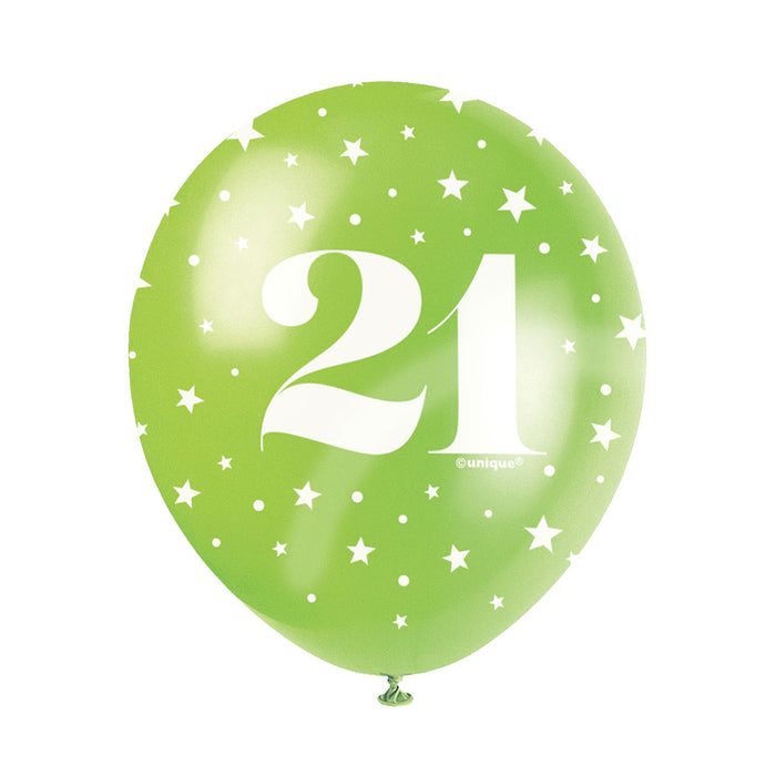 Latexballon Zahl #21 ca.30/33cmØ/ 5St. HB Bunt