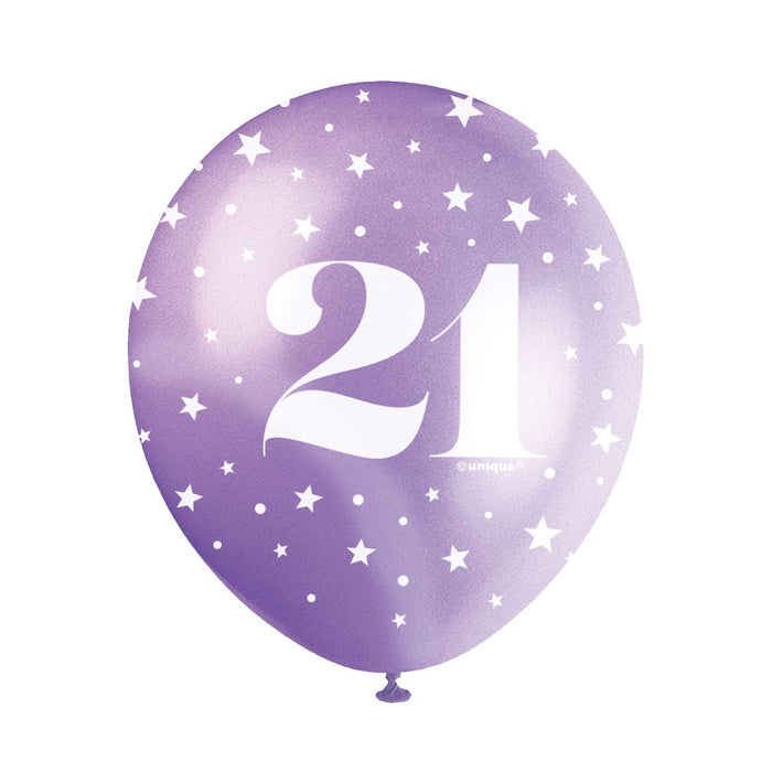 Latexballon Zahl #21 ca.30/33cmØ/ 5St. HB Bunt