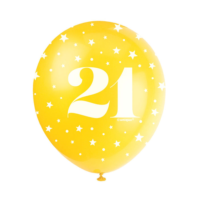 Latexballon Zahl #21 ca.30/33cmØ/ 5St. HB Bunt