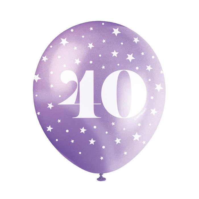 Latexballon Zahl #40 ca.30/33cmØ/ 5St. HB Bunt