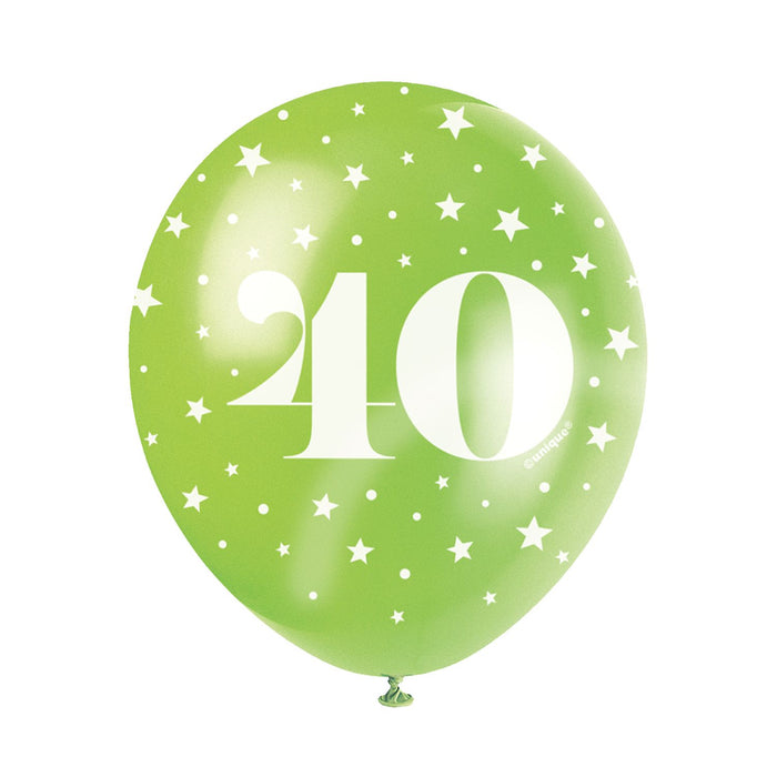 Latexballon Zahl #40 ca.30/33cmØ/ 5St. HB Bunt