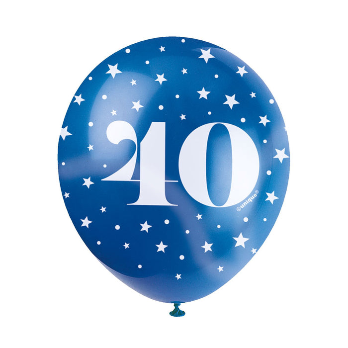 Latexballon Zahl #40 ca.30/33cmØ/ 5St. HB Bunt