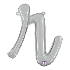 ABC14 Folienballon Buchstabe Skript Silber | R 36 cm