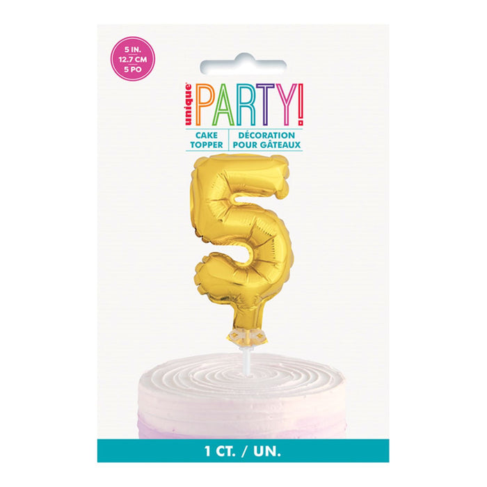 Tortendeko Ballonzahl, ca.13cm #5 Gold
