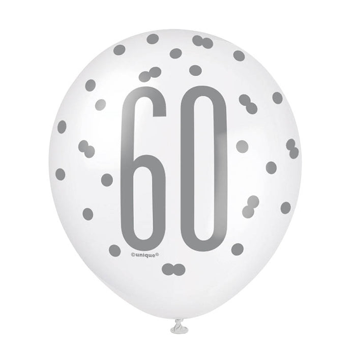 Latexballon Ø30cm Glitz 6Stk./30cmØ Blau/Blau/Weiß #60