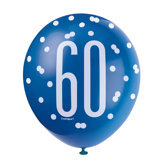 Latexballon Ø30cm Glitz 6Stk./30cmØ Blau/Blau/Weiß #60