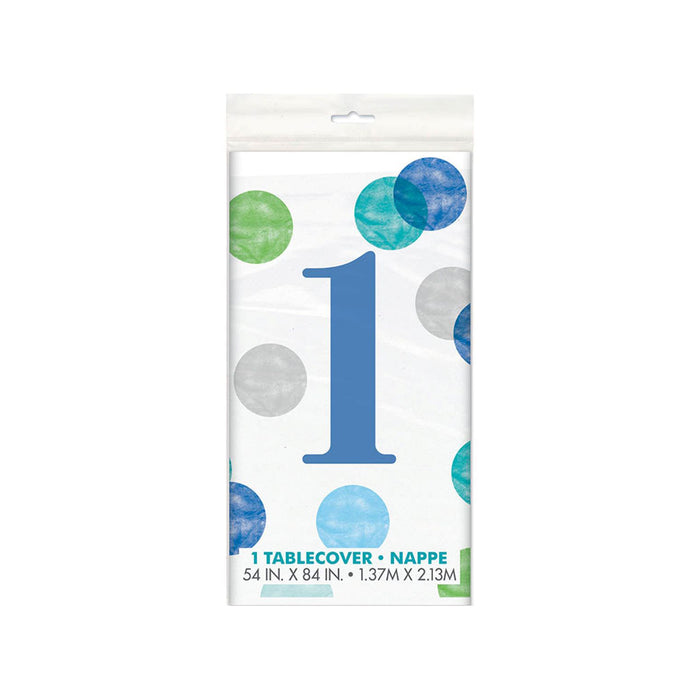Tischdecke PVC Dots Blau 1st Birthday ca.137x213cm
