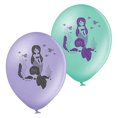 Luftballon Meerjungfrau sitz. ca.33cmØ/6 Stk Lavendel Grün