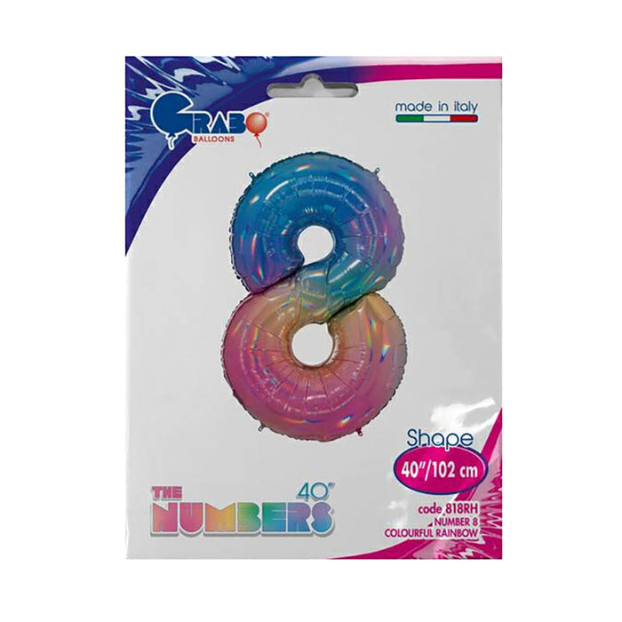 Riesenzahl Folienballon 40"/102cm | Regenbogen #8