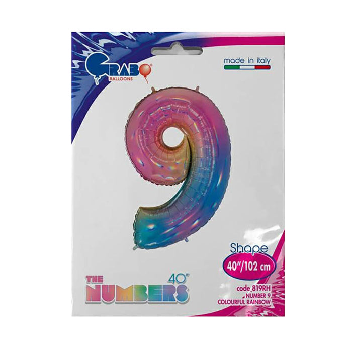 Riesenzahl Folienballon 40"/102cm | Regenbogen #9