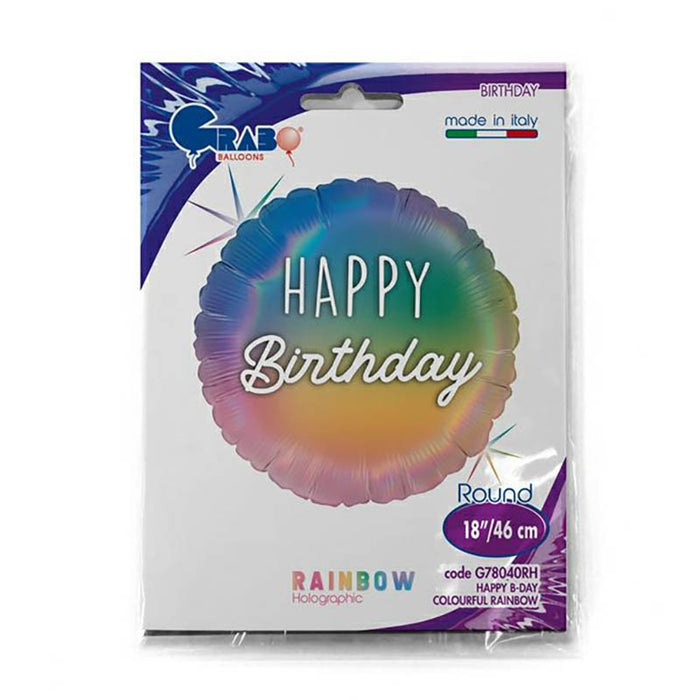18"/Ø46cm  Folienballon "Happy Birthday"  Regenbogen