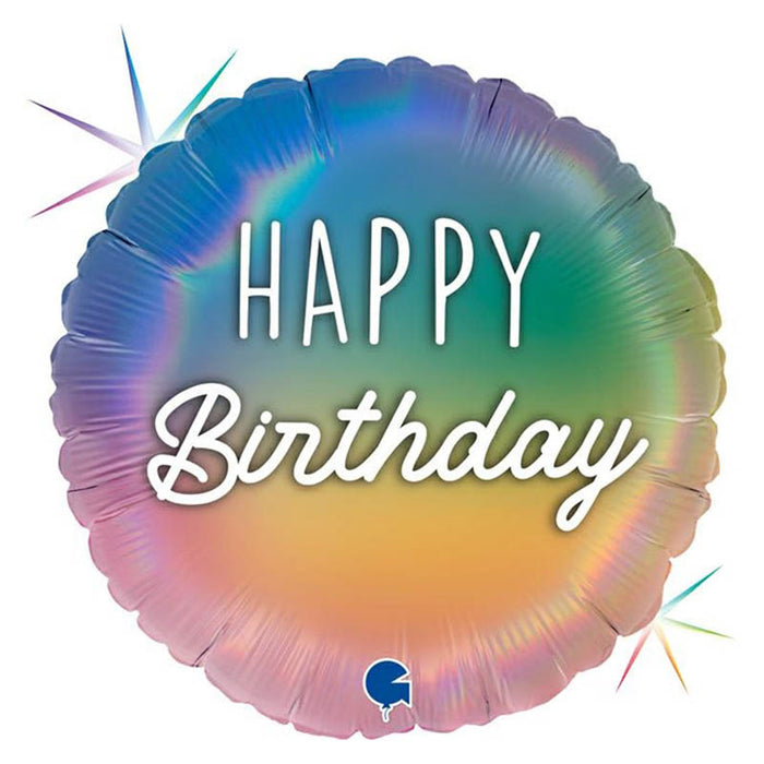 18"/Ø46cm  Folienballon "Happy Birthday"  Regenbogen