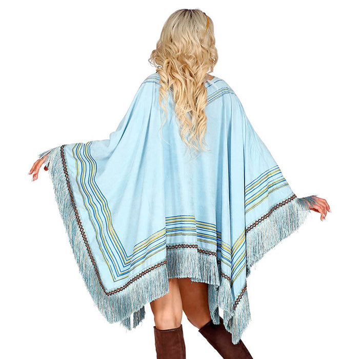 Kostüm Poncho Wildlederoptik Hellblau