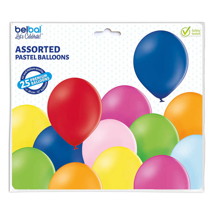 feiermeier Helium-Set Einwegflasche 0,20 m³ + 25 bunte Premium-Ballons (Ø 30 cm)