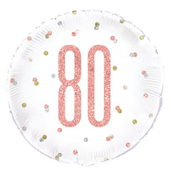 ABC18 Folienballon "Happy Birthday #80" Glitz | Ø 45 cm Rosegold