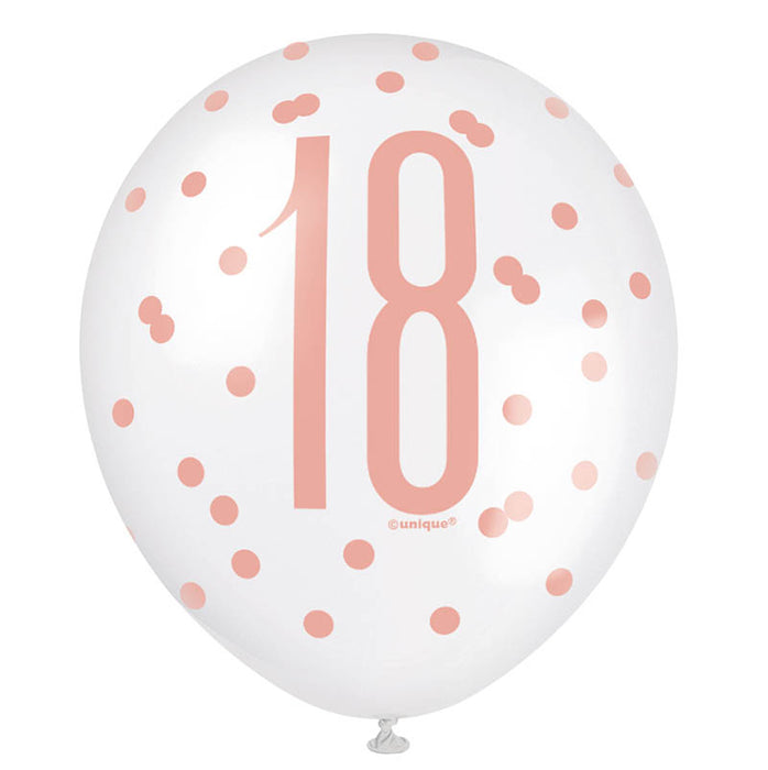 Latexballon Ø30cm HB Glitz 6Stk./30cmØ Rosegold #18